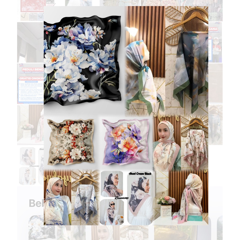 Hijab Segi Empat Motif 100 ribu dapat 6 Promo