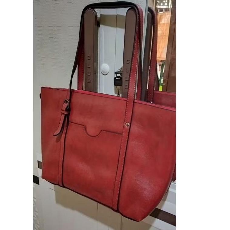 Tas Premium Limited Tote Bag Maroon Glossy Retro Sling