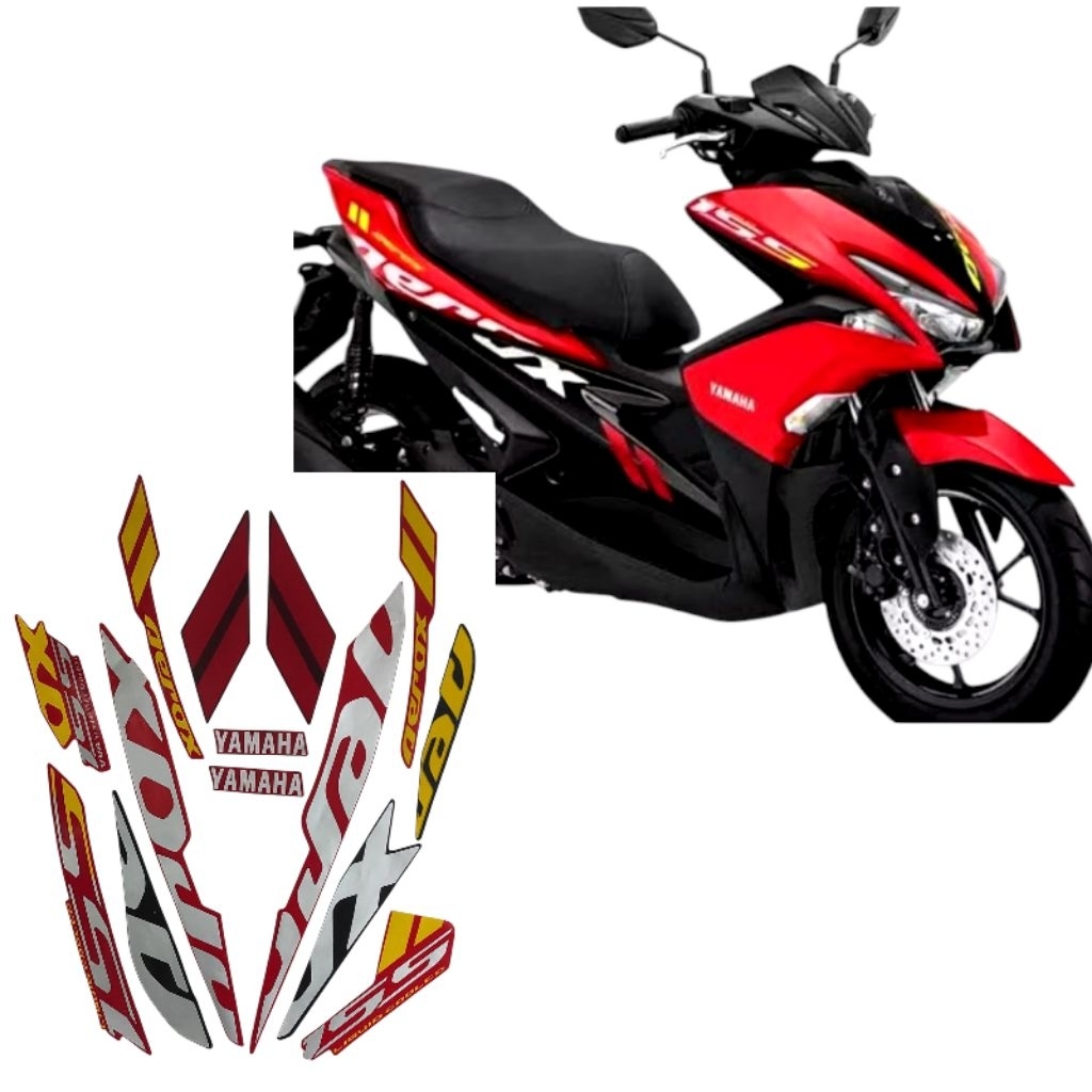 Stiker Striping Lis Body Motor Aerox VVA 155 tahun 2020 Warna Merah