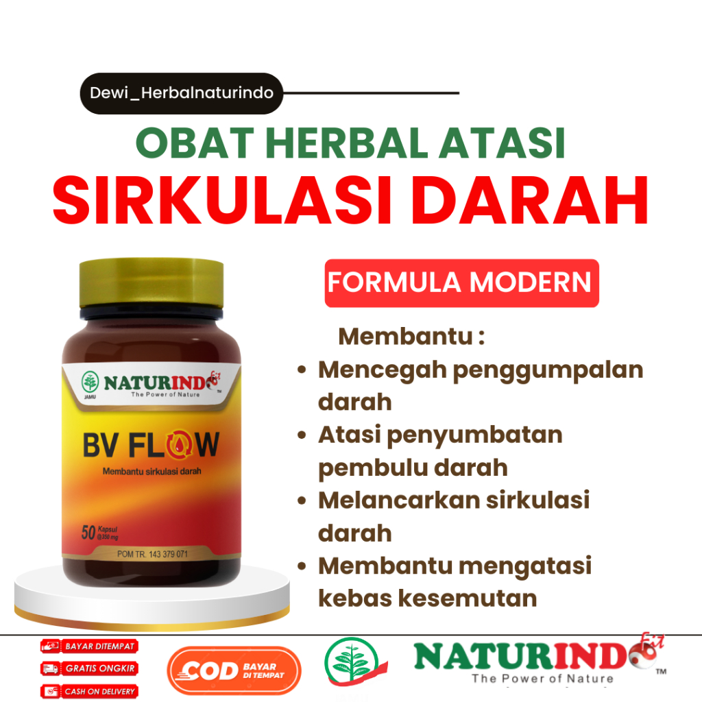 BV FLOW Obat Kesemutan Herbal Naturindo BPOM Obat Kaki tangan Panas Kebas Kesemutan Neuropati Diabet