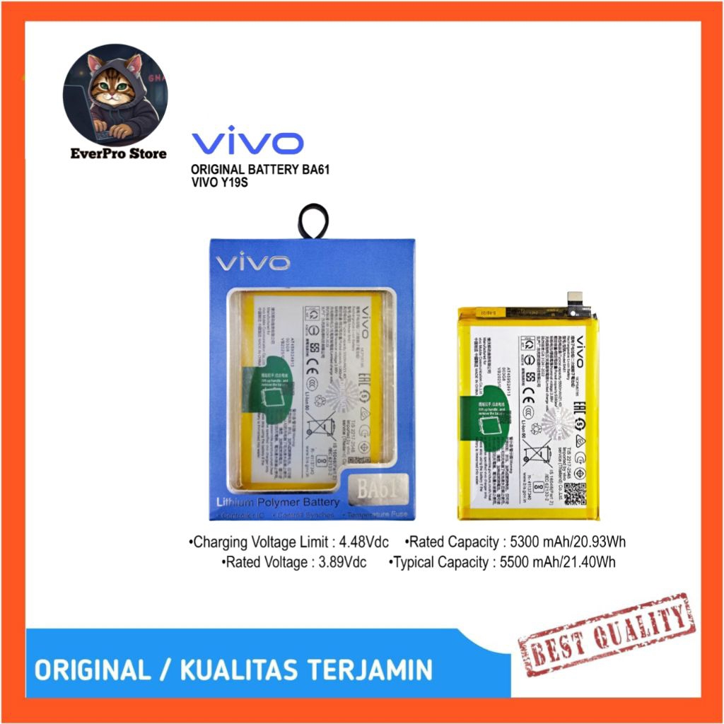 Batre Batere Baterai Vivo Y19S BA61 BA 61 Original