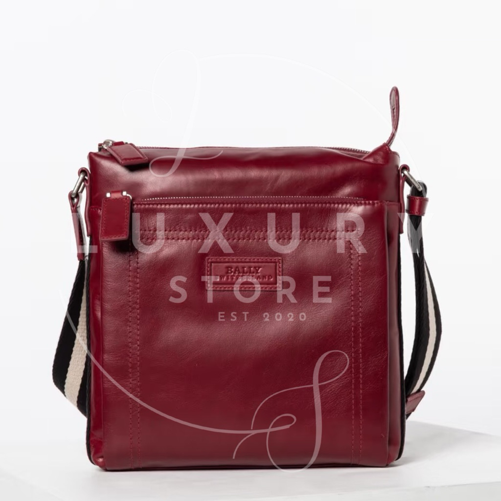 LUXURY STORE Tas Bally Tuston Leather Wine Messanger Bag Original