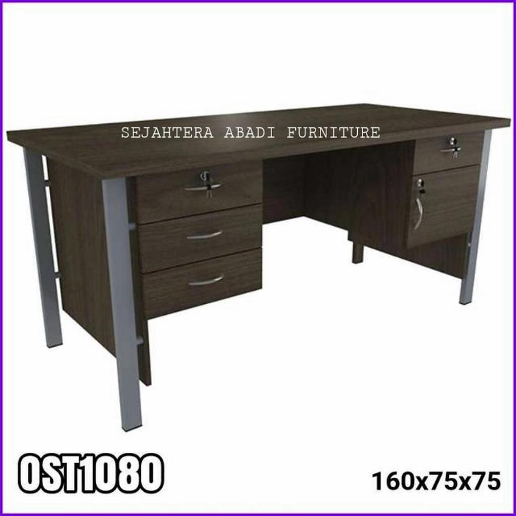meja tulis besar 1 biro, meja direktur, meja kantor ost orbit kaki besi meja kerja besar meja Kayu m