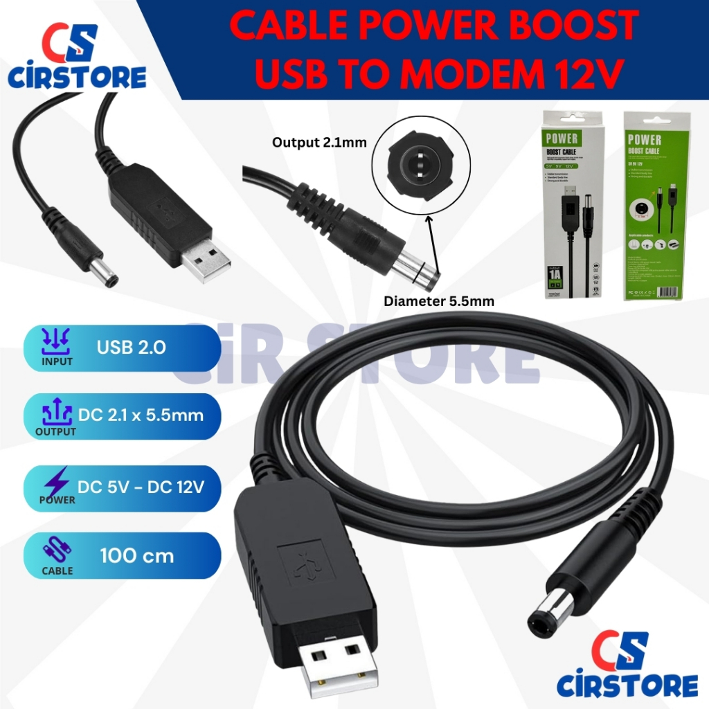 kabel data wifi modem 5V to 12V Kabel USB Powerbank To 12v Modem Router Telkomsel Orbit Star 2 Orbit