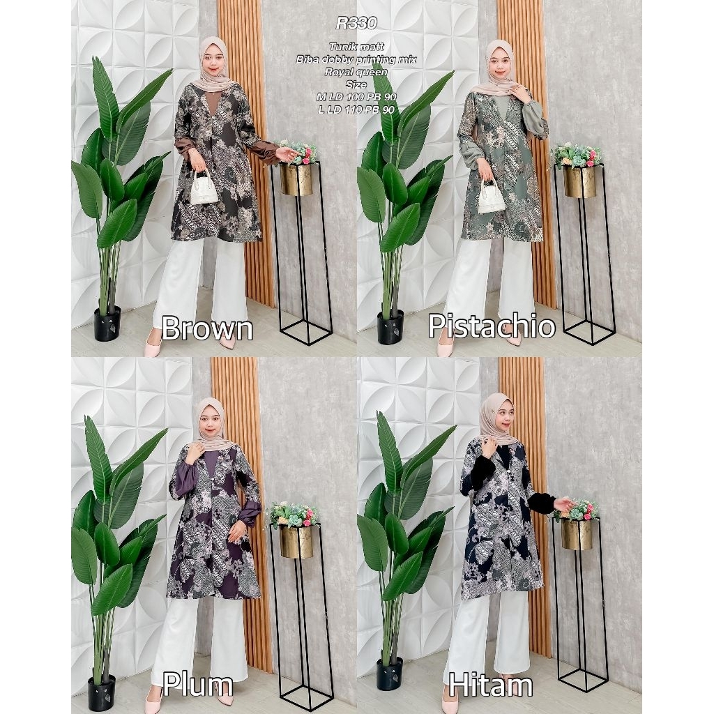 Ribyka R330 Tunik Biba Dobby Printing mix Royal Queen