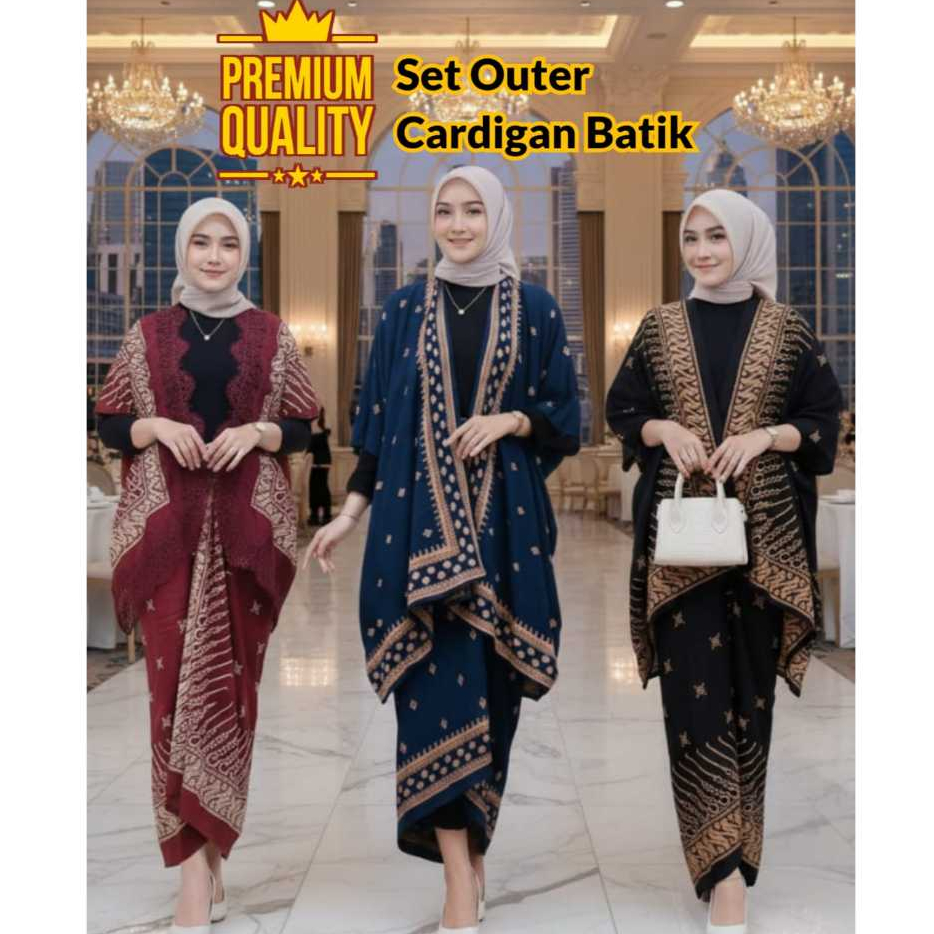 Cardigan batik wanita modern Set kebaya one set rok lilit baju kondangan