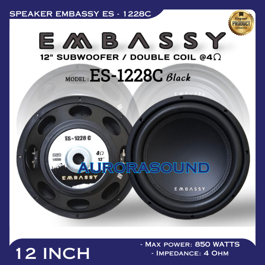 SPEAKER EMBASSY ES 1228C BLACK SPEAKER SUBWOOFER 12 INCH ES1228C ORIGINAL