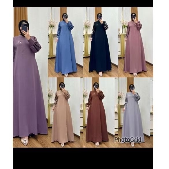 zia gamis polosan bahan jatuh dan adem