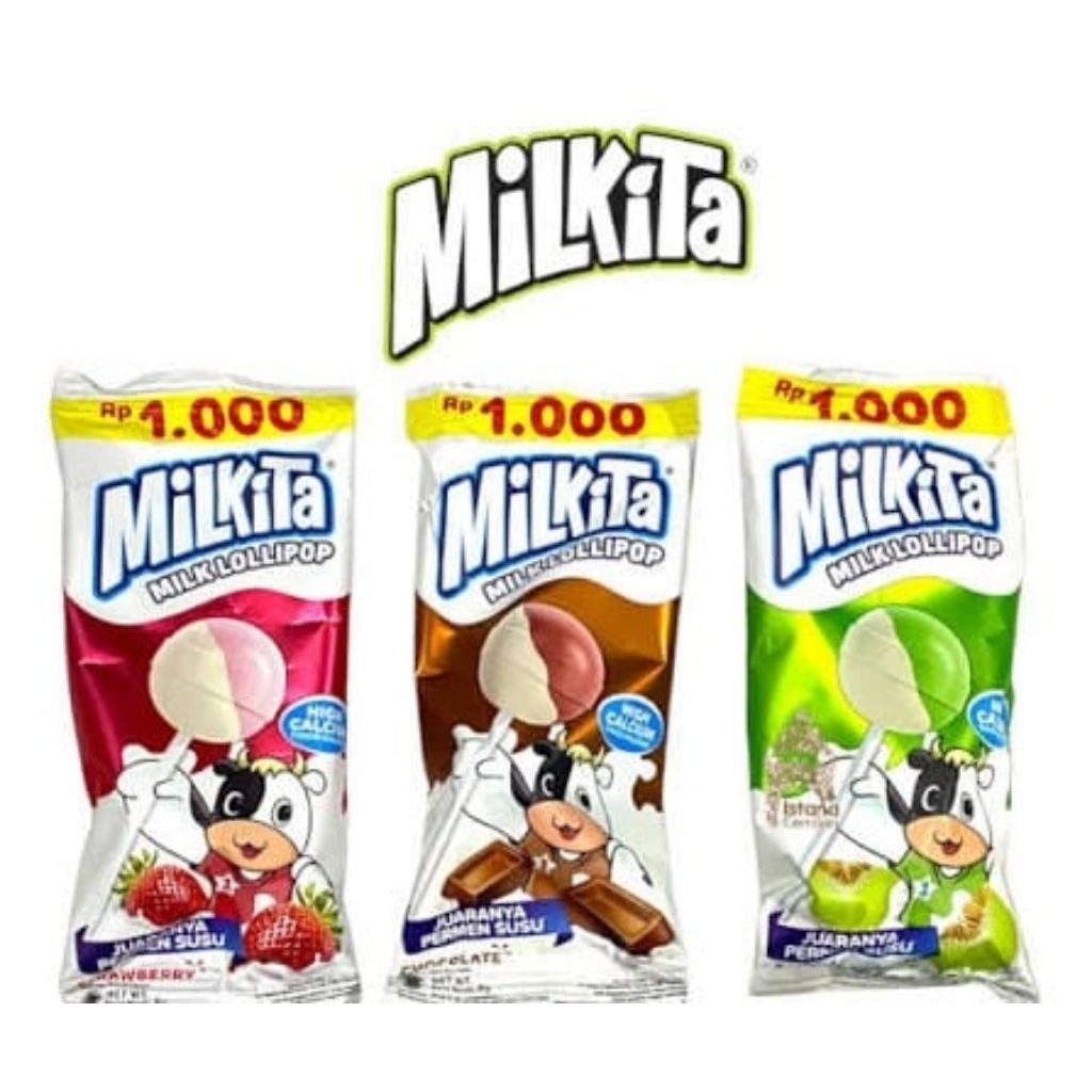 Permen Milkita Hanger/Lolipop 1 pack Isi 3 Renceng 9g
