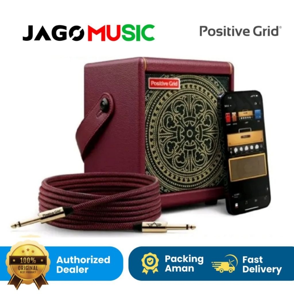 Amplifier Positive Spark Gird Mini Special Edition 10-Watt Portable Smart Guitar Amp & Custom Cable 