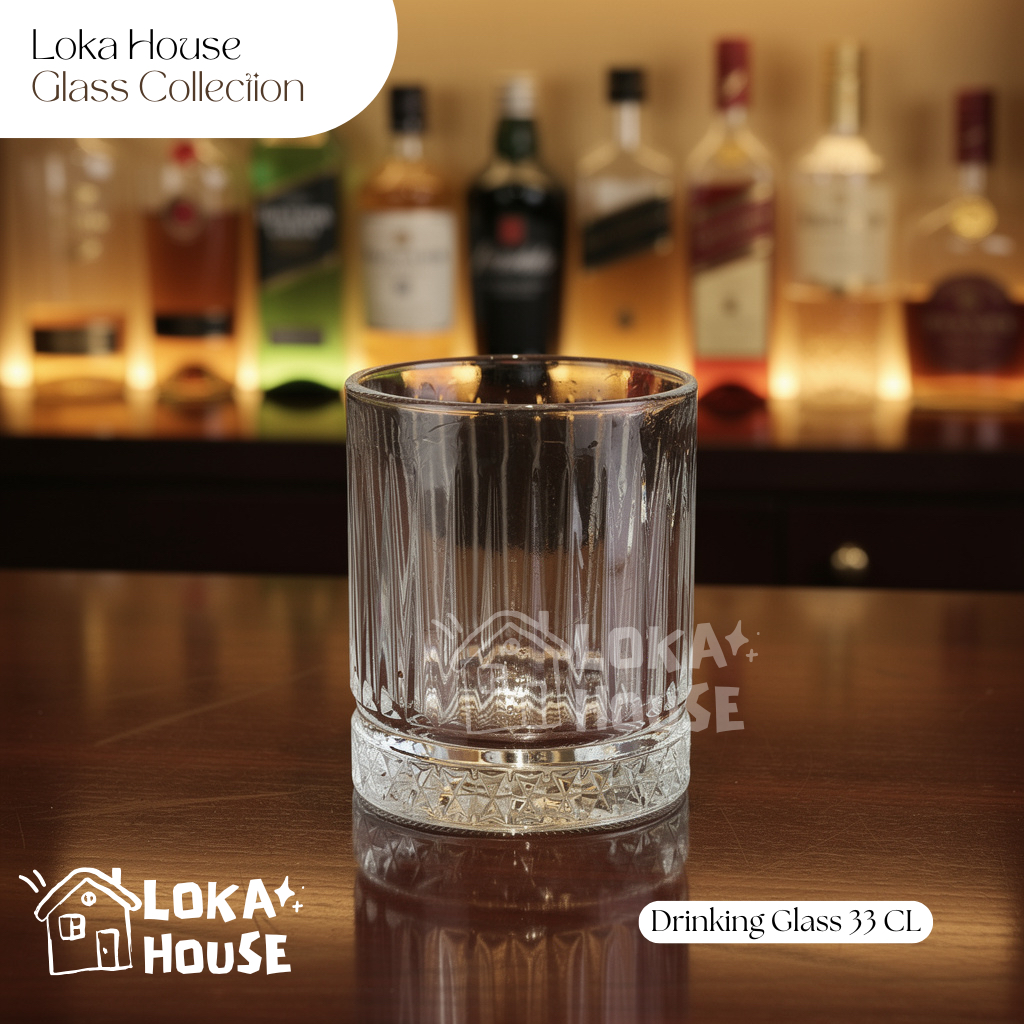 Loka House | [1 Set=6 Pcs] Formia Colosseum – Gelas Kaca Crystal Look Premium 33 CL Mewah Motif Eleg