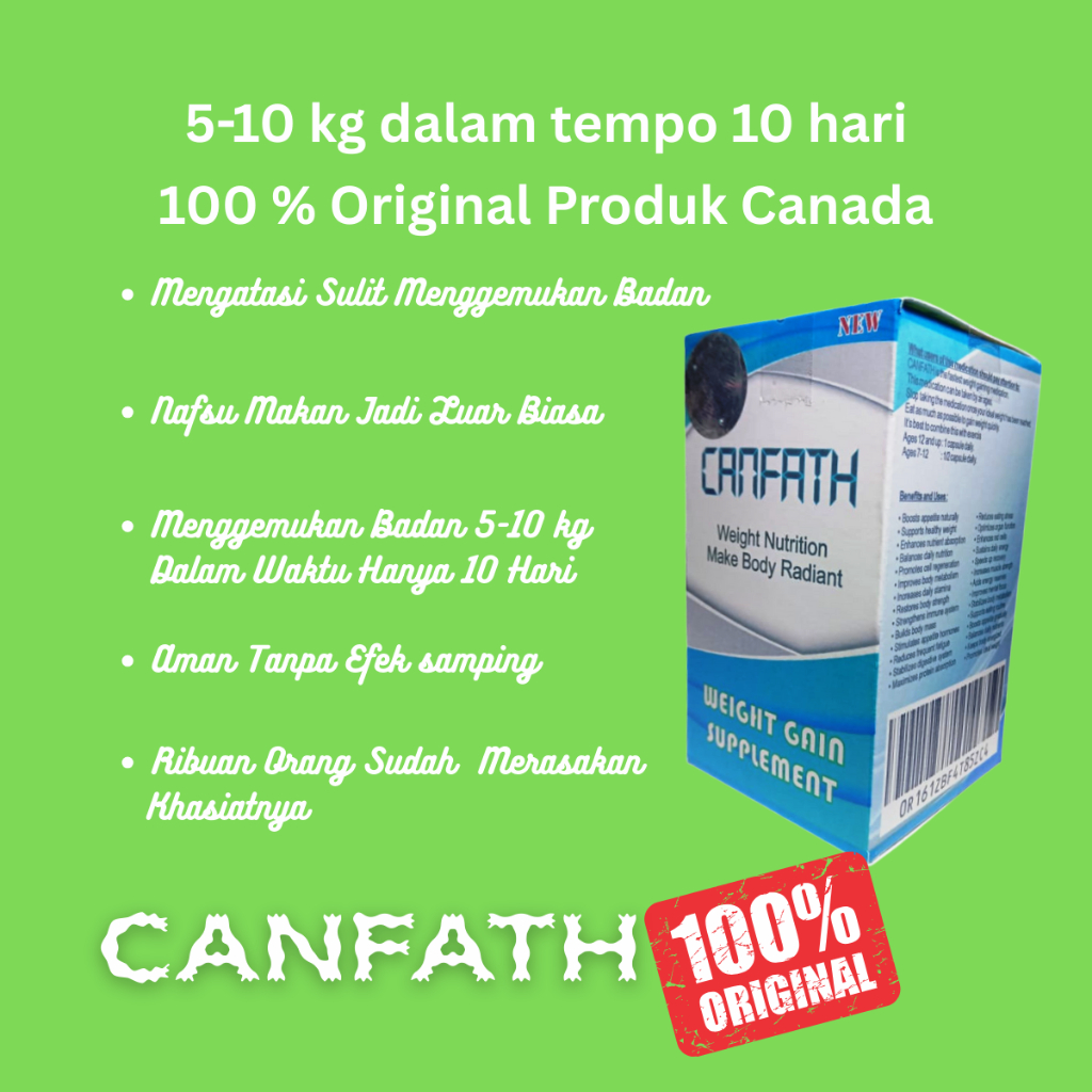 OBAT PENGGEMUK BADAN PERMANEN CANFATH ORIGINAL HERBAL TERBAIK ASLI IMPORT BPOM