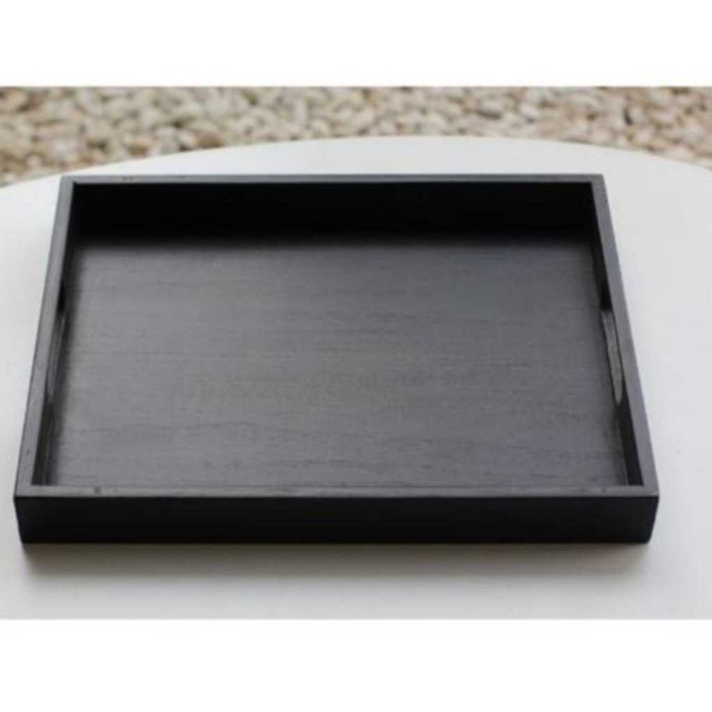nampan kayu solid warna hitam