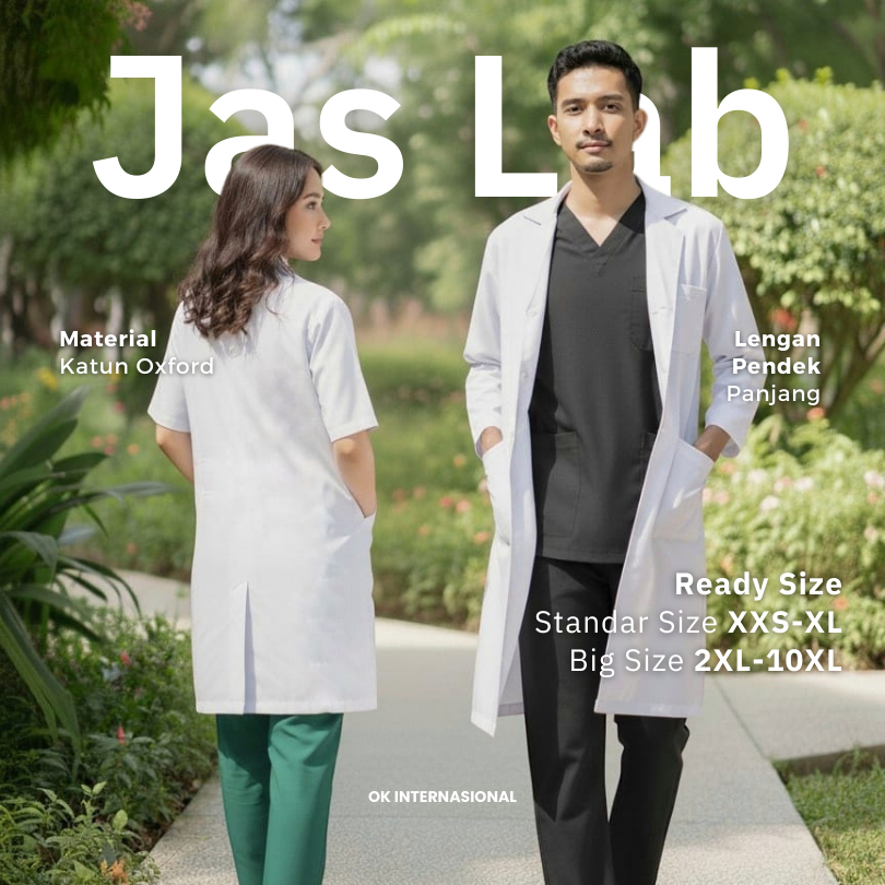 (Jas Laboratorium - Lengan Pendek & Panjang) Laboratory Coat / Jas Praktek Koas Perawat Nakes Dokter