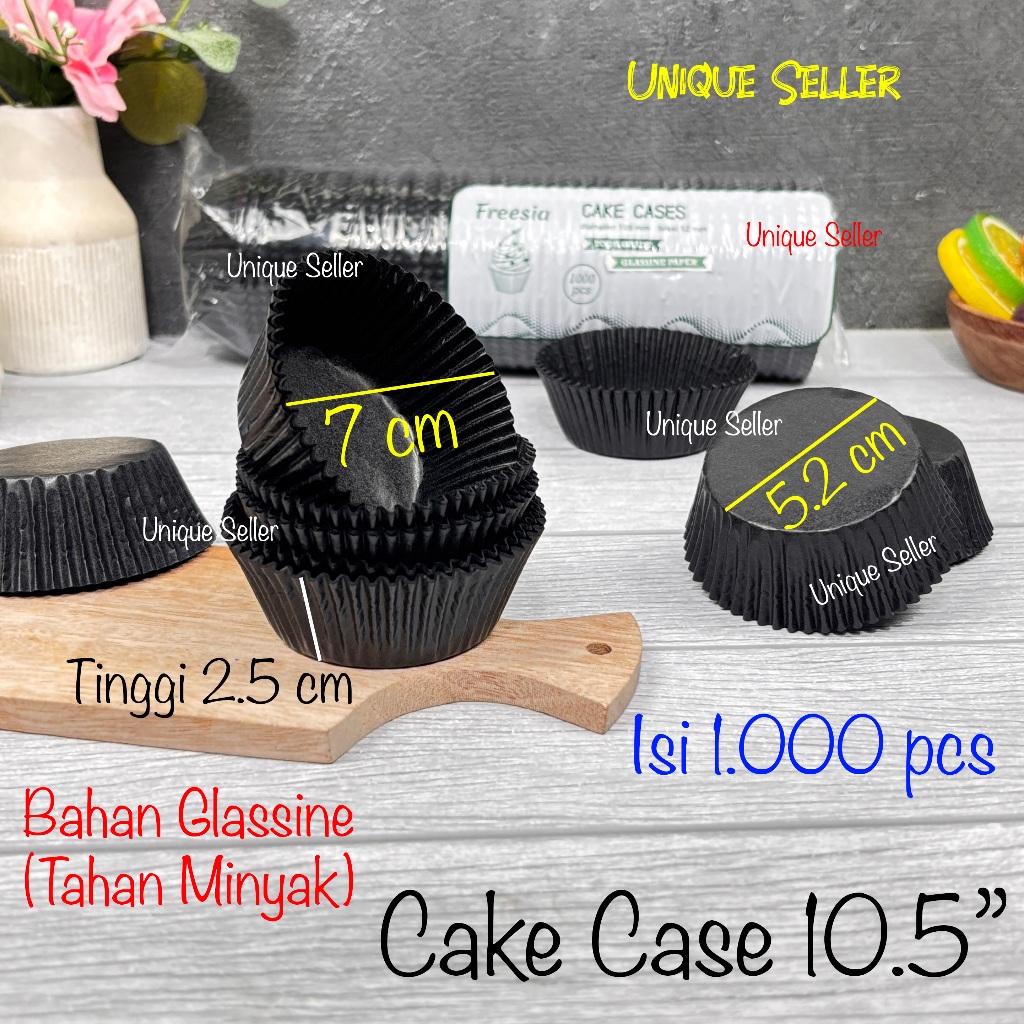 [Isi1000] Cake Case 10.5 FREESIA GLASSINE HITAM / Kertas Cup Cake Kue Lumpur Pie Onde 10,5 10.5"