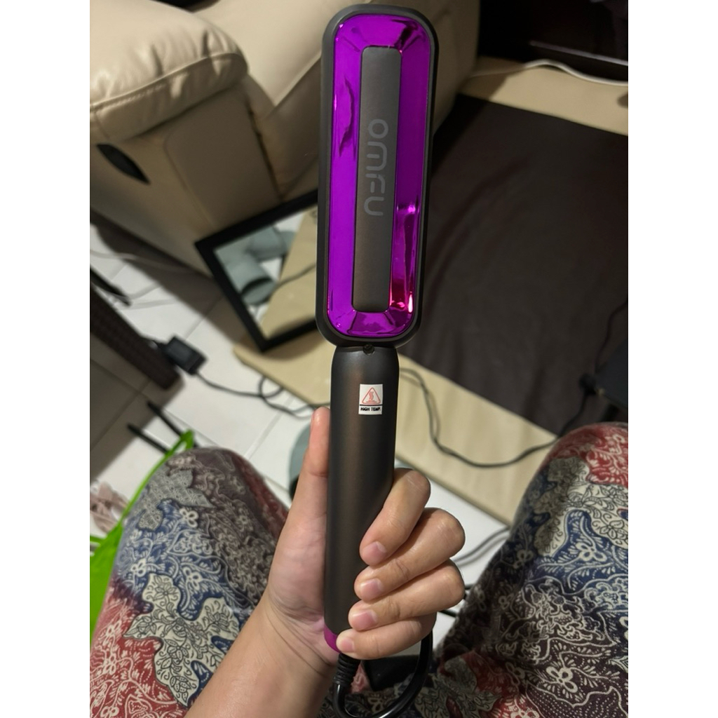 Sisir catok rambut Omfu sisir catokan elektrik rambut keriting Lurus 2 in 1 ORIGINAL Catok Sisir Ele