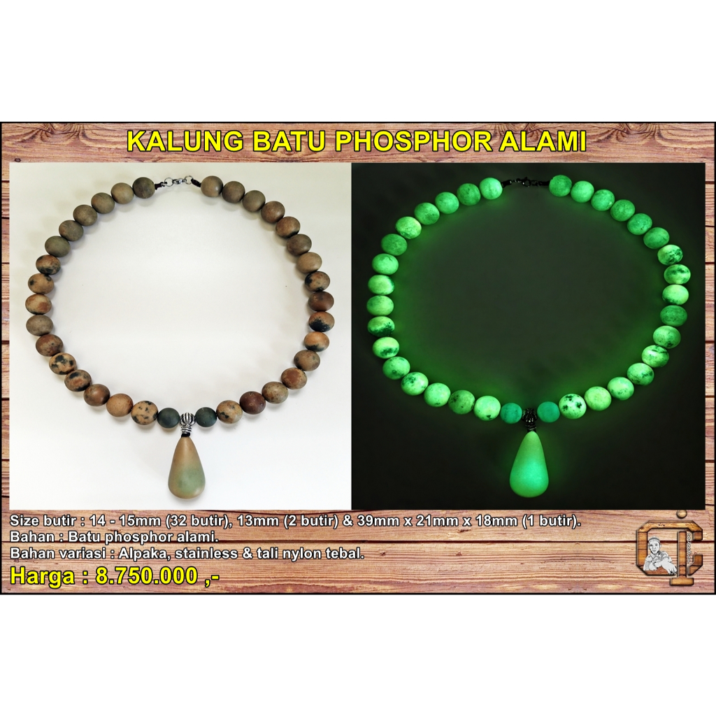 Kalung batu phosphor antik kuno langka.