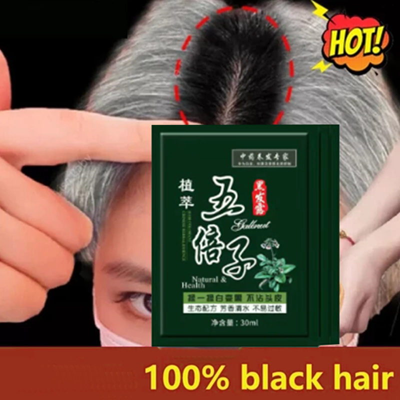 Black Hair Shampo 30ml Herbal / Shampo Penghitam Rambut Uban 30ml Bahan ALami Cat Rambut Pria Wanita