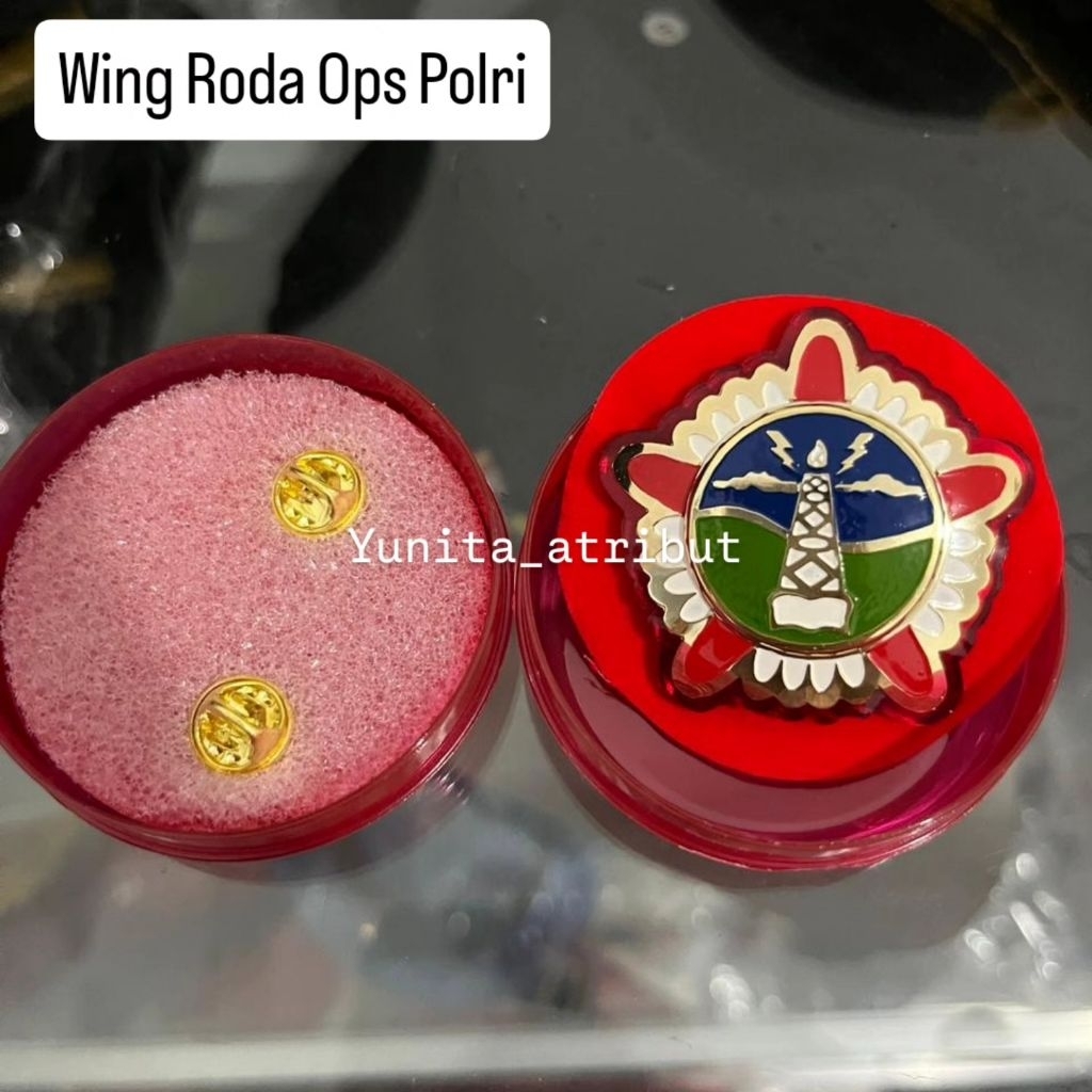 Jual Pin Roda Bag OPS Polri premium lapis mika merah | pin pdh roda OPS polri | WING RODA OPS POLRI