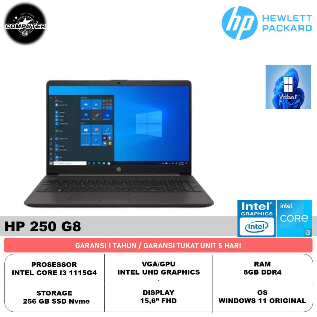 HP 250 G8 I3 1115G4 8GB 256GB W11 15.6FHD