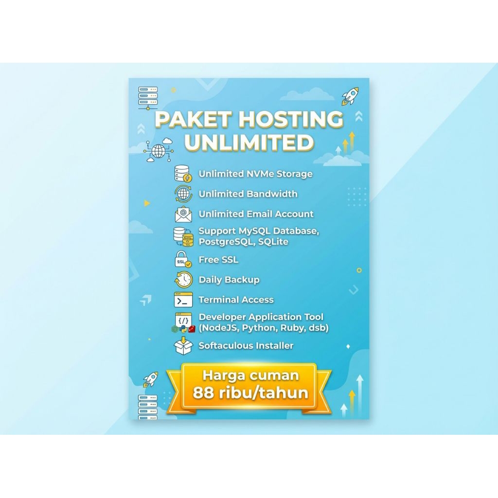 Hosting Unlimited SSD NVMe 1 tahun