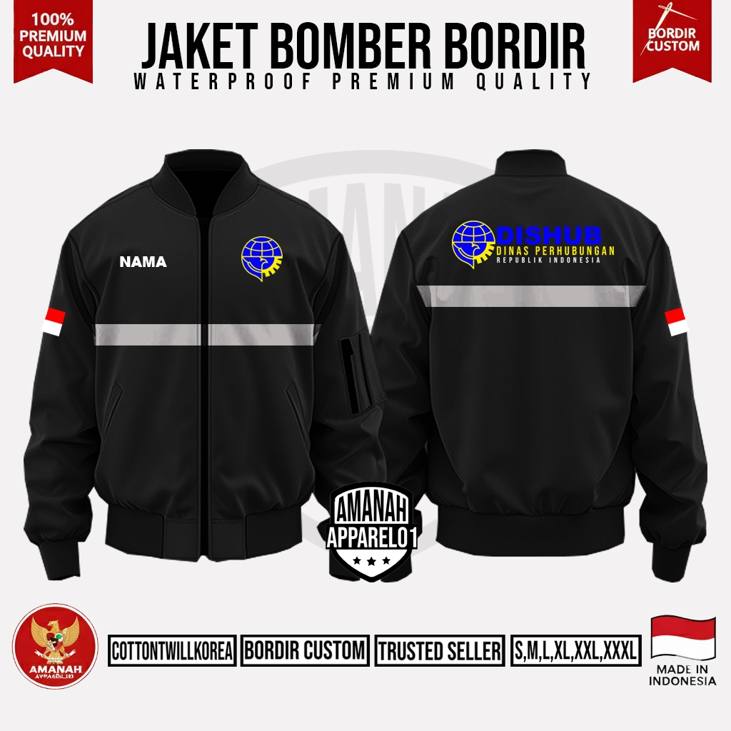 JAKET DISHUB - JAKET BOMBER DISHUB - JAKET BOMBER PRIA - JAKET CUSTOM BORDIR DESAIN SENDIRI