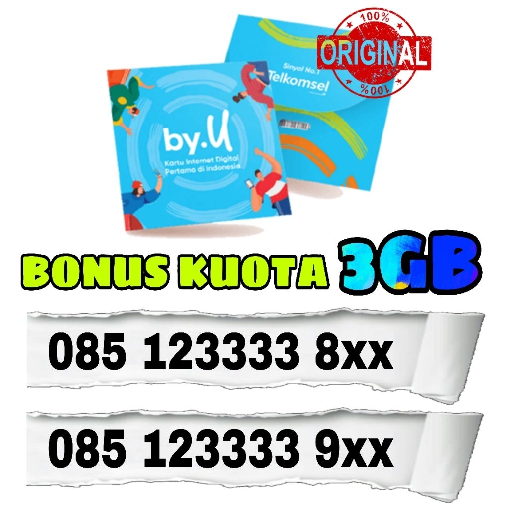 Nomor cantik by.U - Nomor Super - kartu perdana - Sim card - Telkomsel prabayar - suport jaringan 5G