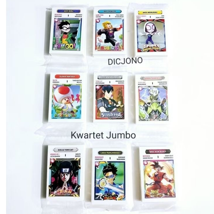 Mainan Kartu Kwartet Jumbo Karakter Cowo