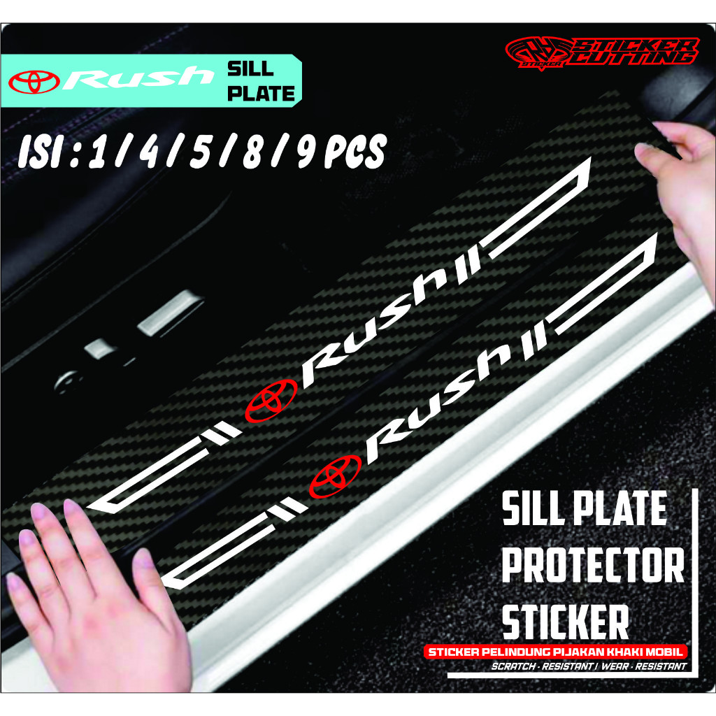 4PCS STICKER KARBON MOBIL RUSH STICKER KARBON 3D PIJAKAN KAKI MOBIL TOYOTA RUSH
