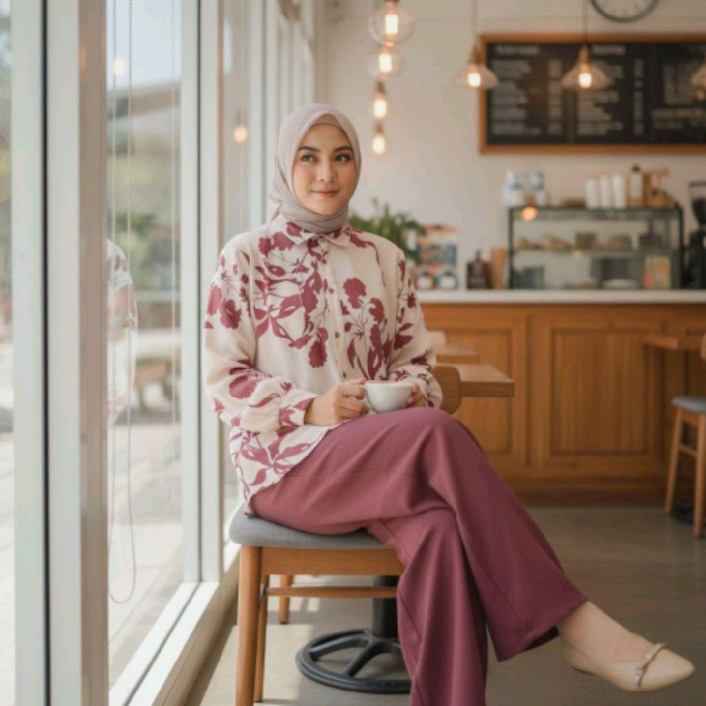 Baju Celana Lebaran Ibuibu Syari Ramadhan Swetelan Cewe Kulot Lbaran Set Rok Leebaran Tanggung Musli