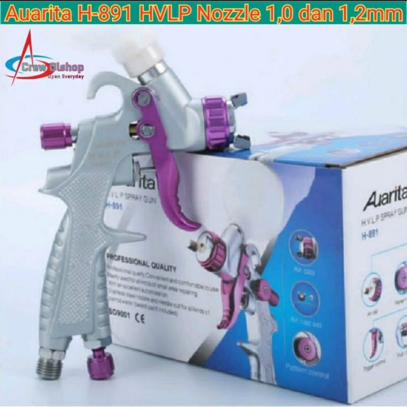PROMO DADAKAN Spray Gun H891 HVLP Auarita 0.8/1.0/1.2mm Cup 250ml / Alat Semprot Cat berkualitas