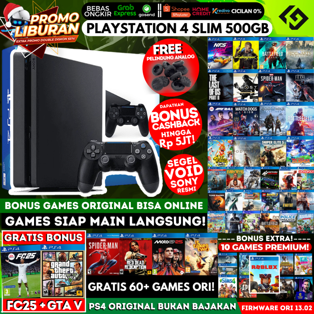 PS4 Slim 500GB Original Playstation PS 4 Garansi Panjang Free Games