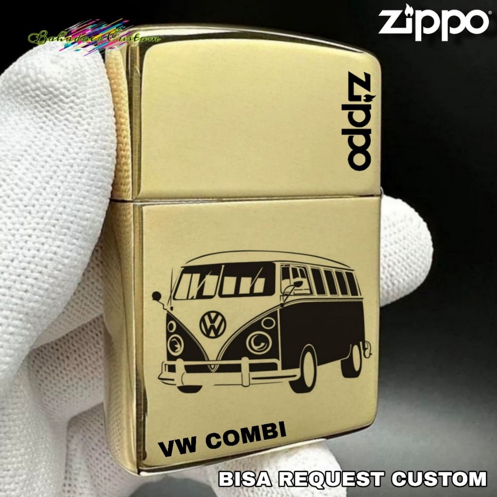 ZIPPO CUSTOM GRAFIR BY REQUEST CUSTOM ZIPPO GOLD CHROME CUSTOM GRAFIR VW COMBI BISA BEBAS REQUEST CU
