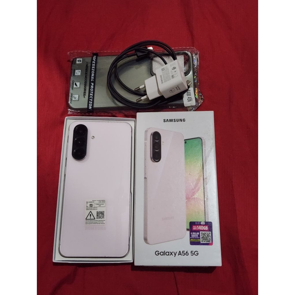 Jual hp bekas review saja SAMSUNG A56 5g 12/256 pink likenew free adaptor n case