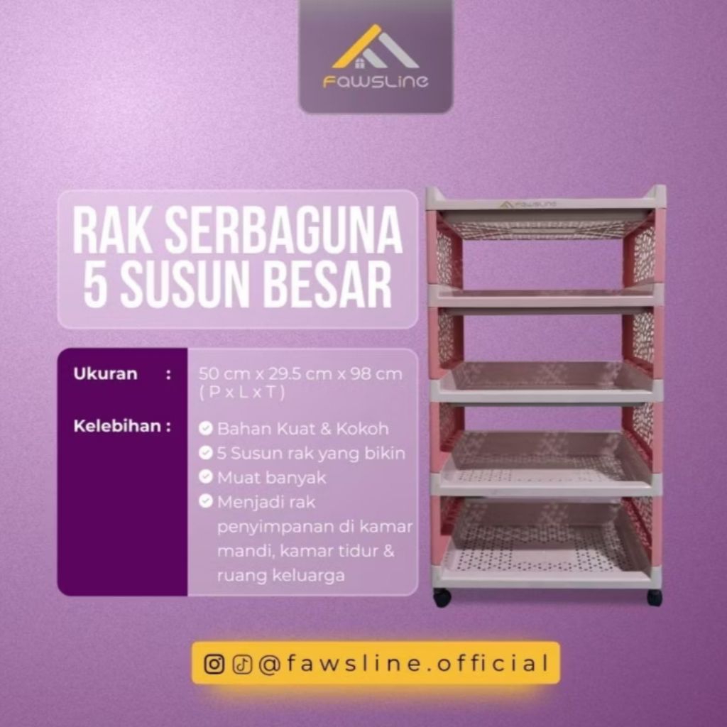 Termurah rak serbaguna Fawsline 3-5 susun Besar