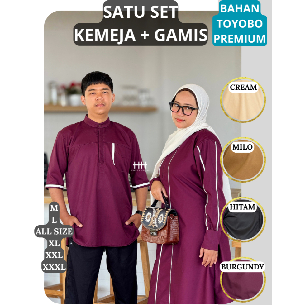 GAMIS COUPLE  Bahan TOYOBO PREMIUM Grade A  -  Series Couple MAWADDAH By H&H - GAMIS COUPLE PASANGAN