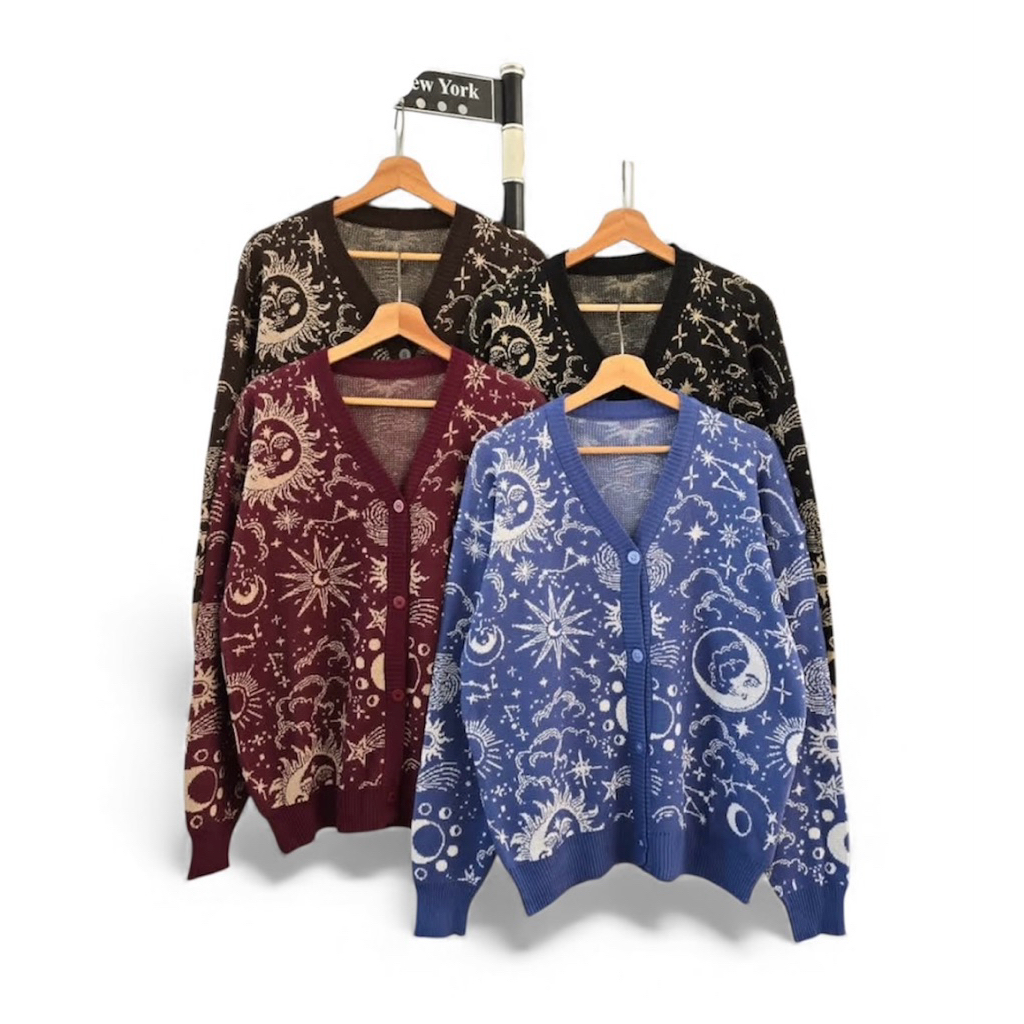 Zodiac Knite Outer Rajut - 4 Waran Lucu - Cardigan Rajut Cewe Cowo - Outer Couple Wanita Pria