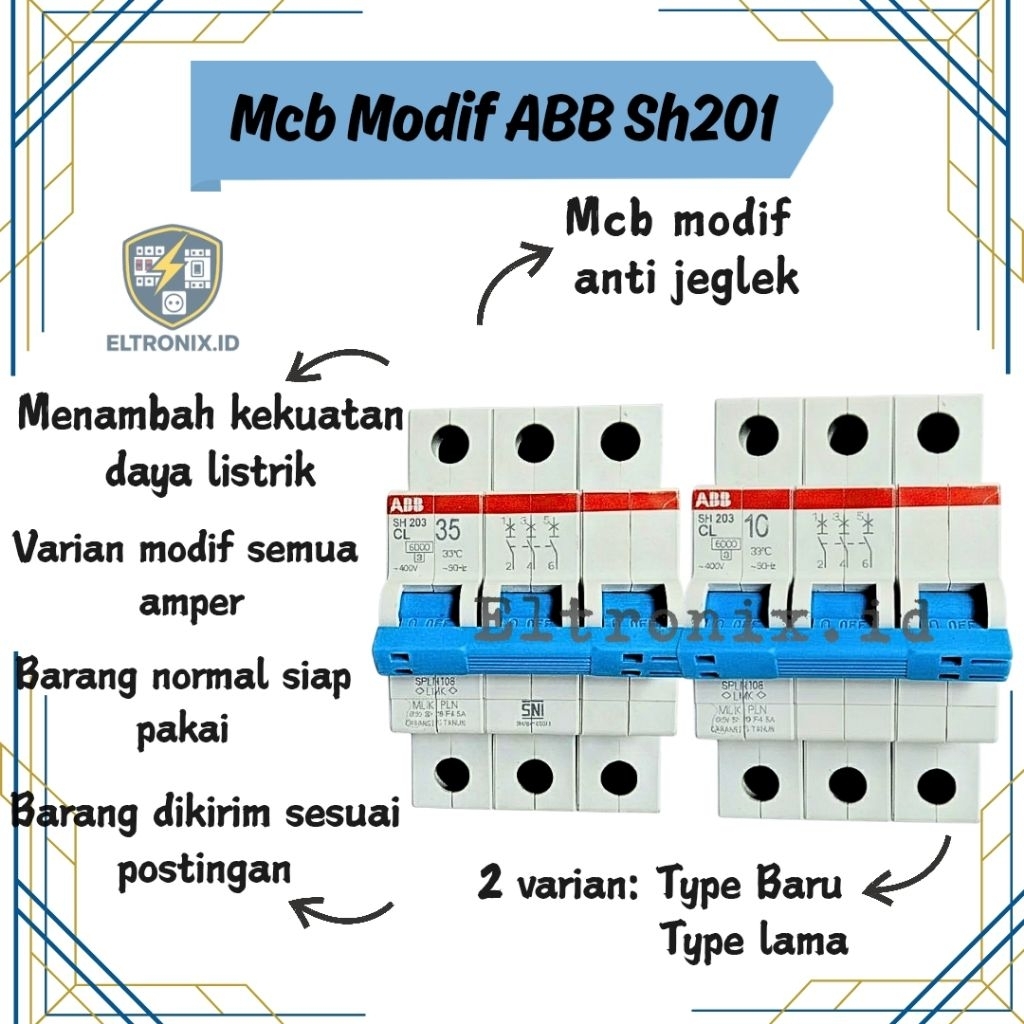 Mcb modif 3phase mcb modif abb sh203 mcb modif anti jeglek siap kirim