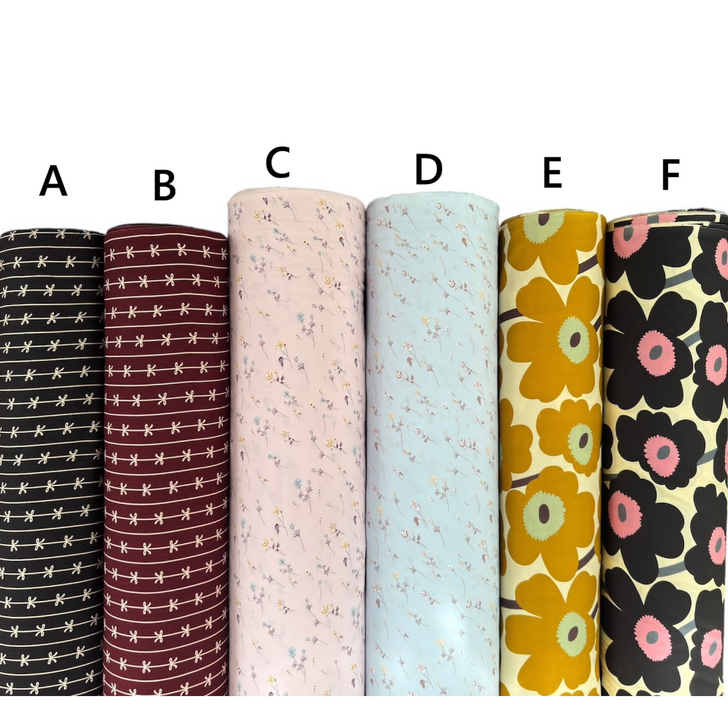 Bahan kain katun rayon viscose premium motif pita hitam dan maroon terbaru best seller bunga ceplok 