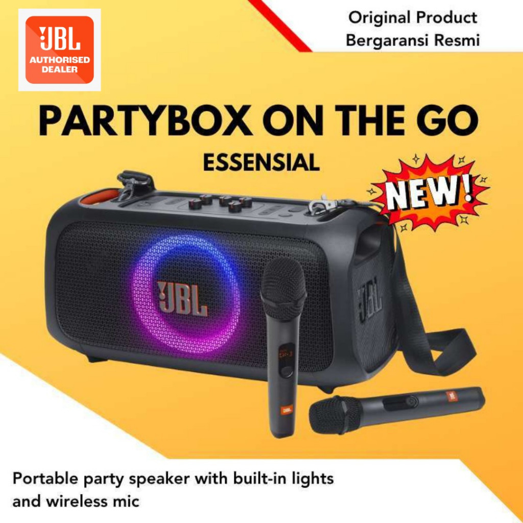 JBL PartyBox On the Go ESSENTIAL Party Box speaker portable with 2 mic