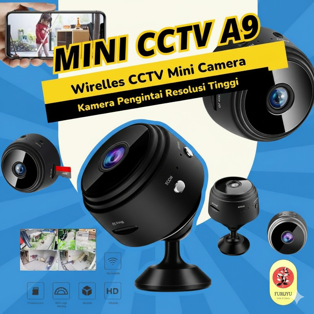 CCTV A9 Mini Nirkabel Wifi Camera Micro 360 Spy Cam Kamera Pengintai Pengawas Pemantau Keamanan Ruma