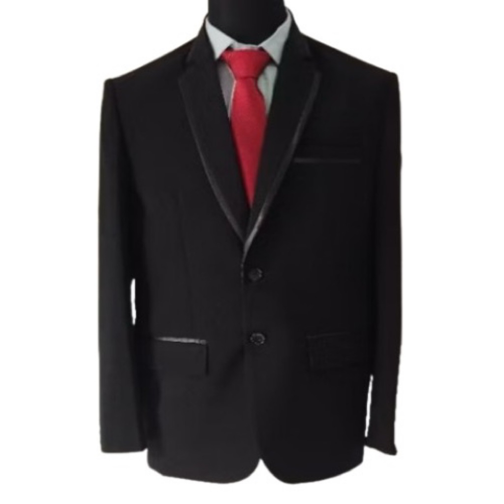 Youngsung Exclusive - Jas Pria Hitam Slim Fit Premium List Hitam Tebal Formal Wisuda Akad Nikah