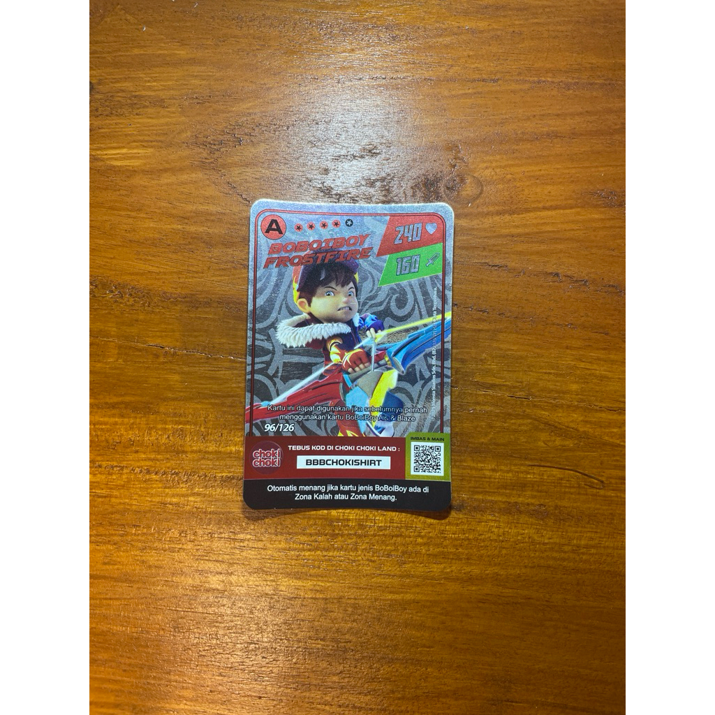 Choki choki Monsta Galaxy card boboiboy frostfire