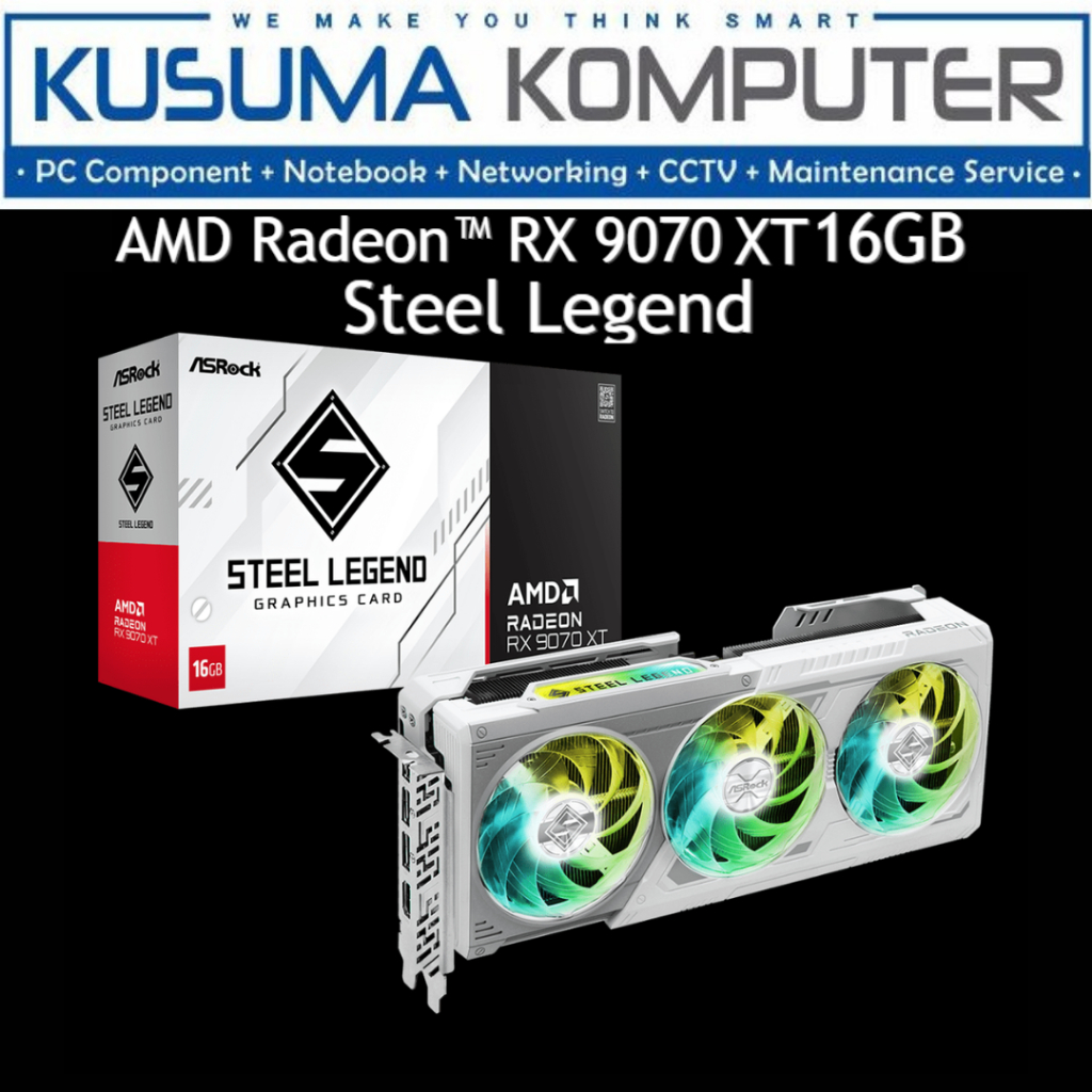AMD Radeon Asrock RX 9070 XT 9070XT 16GB Steel Legend