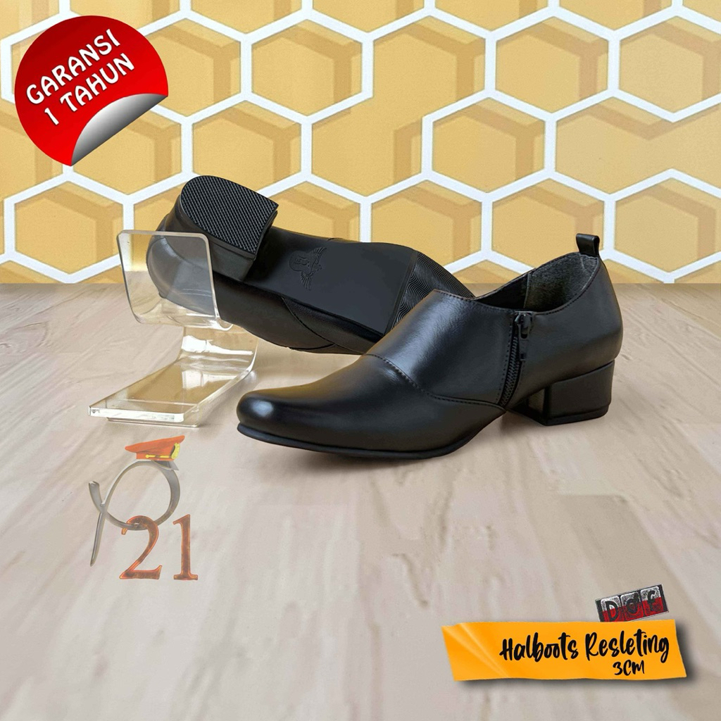 Sepatu P21- Hallboots polwan resleting dof/ Sepatu pdh polwan/ Sepatu kerja wanita/ sepatu polwan/ S
