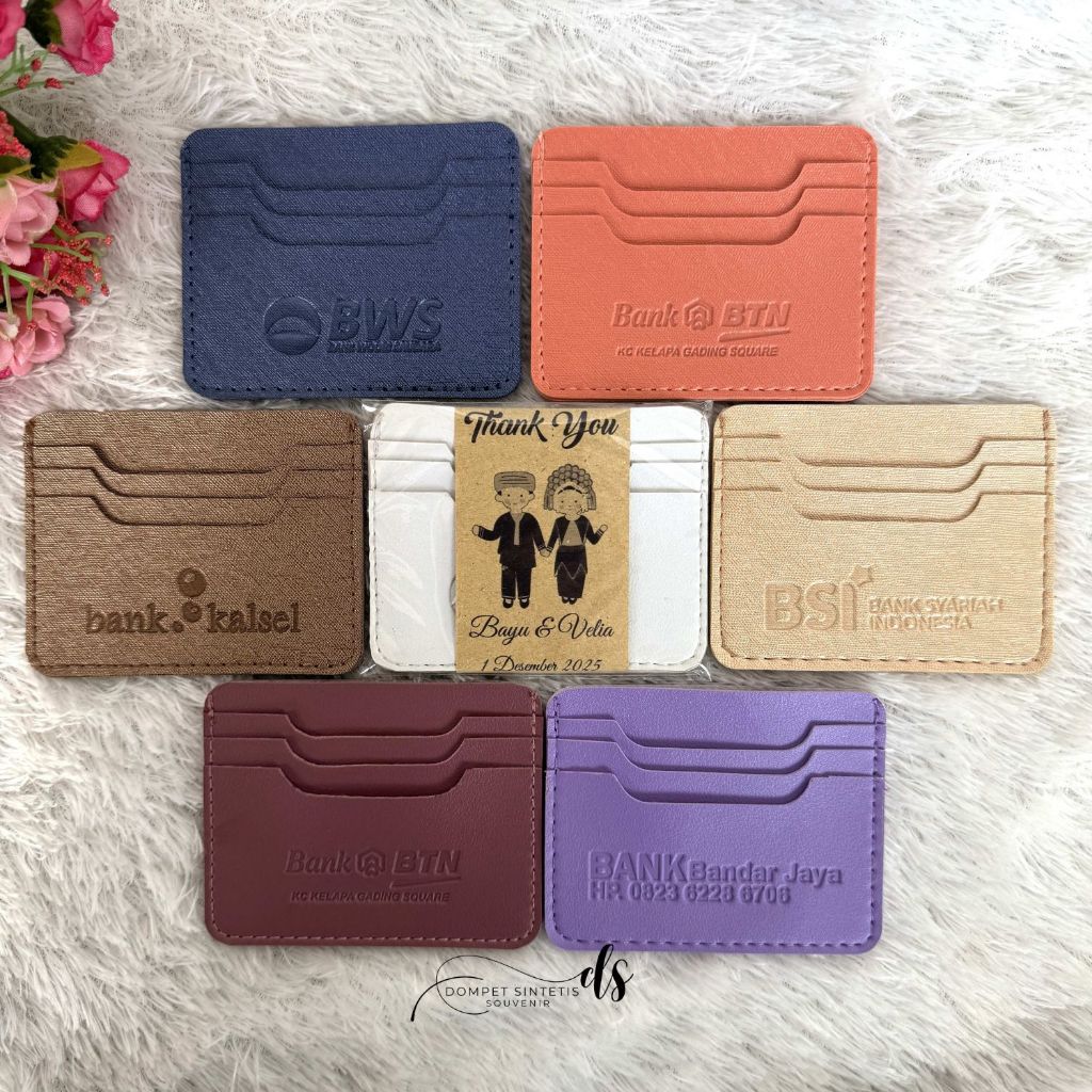 Dompet Kartu/Card Holder Souvenir Pernikahan Custom Emboss Sablon Nama Atau Logo