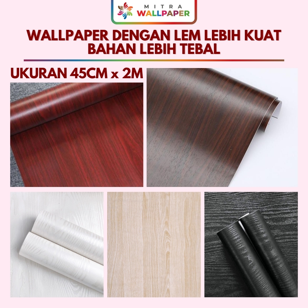 Wallpaper Stiker Dinding Motip Kayu Wood Triplek Coklat Polos Welpaper Tembok Setiker Furniture