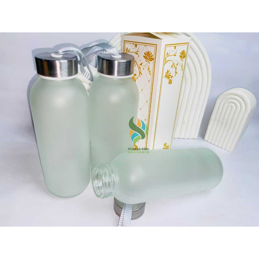 Souvenir Botol Kaca Doff Tumbler Minum Termos Kaca Beling 420ml Botol Jus Kaca