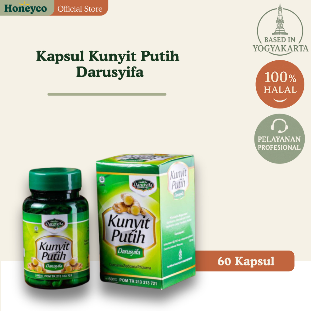 Kapsul Kunyit Putih Darusyifa - Kapsul Herbal Ekstrak Kunyit Putih Temu Putih BPOM Isi 60 Kapsul