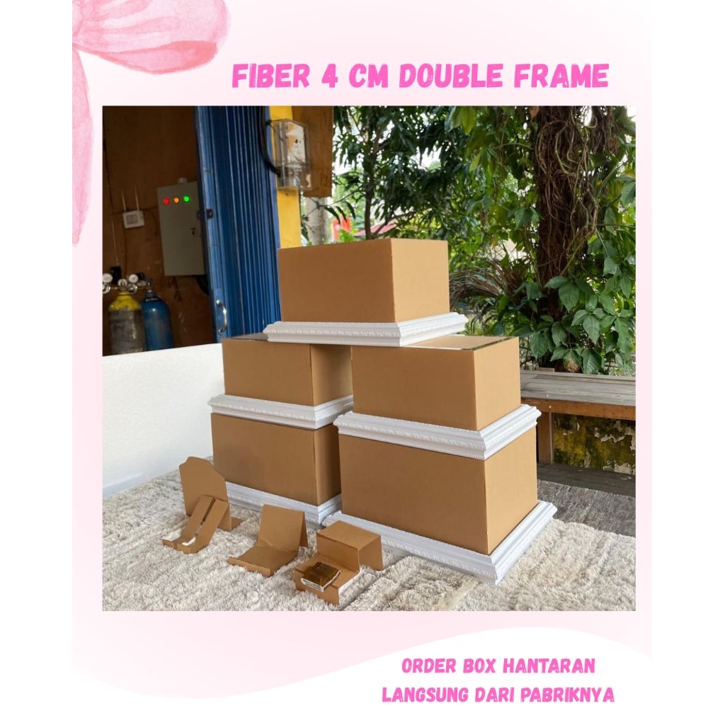 Fiber 4 cm Double Frame | kotak hantaran fiber double lis | alas fiber hantaran mewah